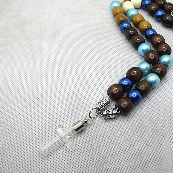Viking Cremation Ash Cross Pendant Multicolor Beaded Chain Necklace - Picture 3 of 10